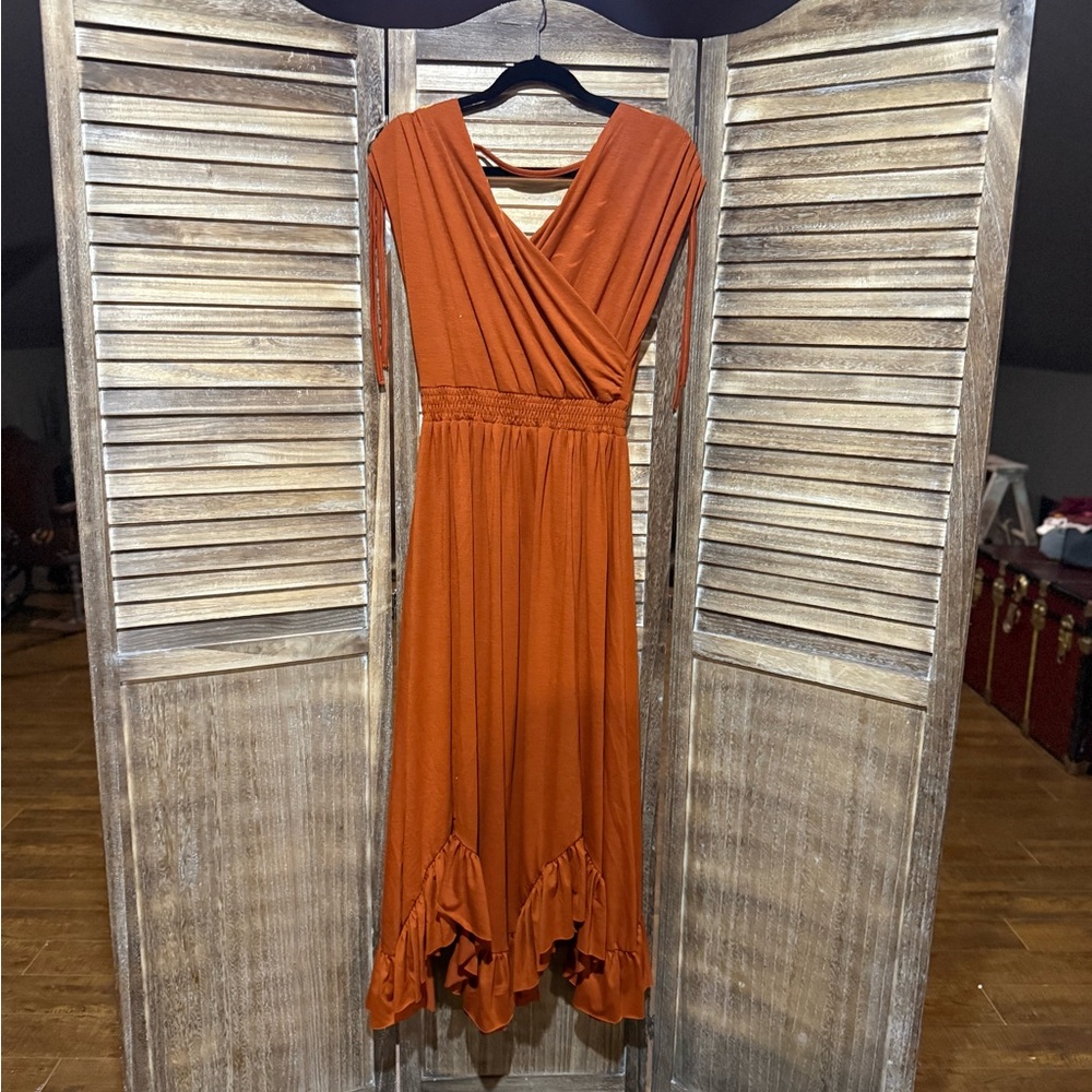Joyfolie Orange Sleeveless V-Neck Maxi Dress - Picture 2 of 2